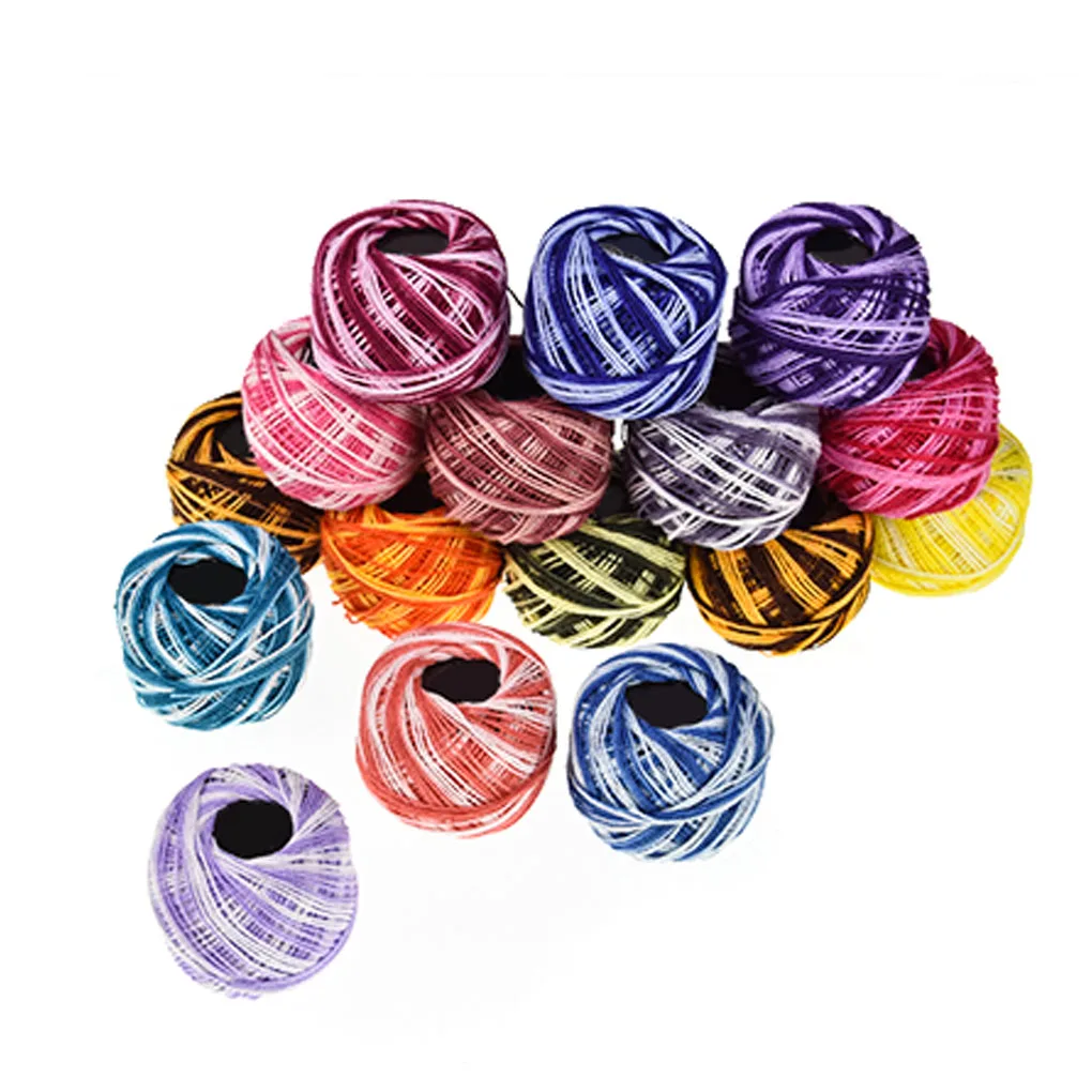 

16 Colors Crochet Cotton Yarn Balls Cross Stitch Needlepoint Hand Embroidery Knitting Threads Mixed Colors Sewing Thread