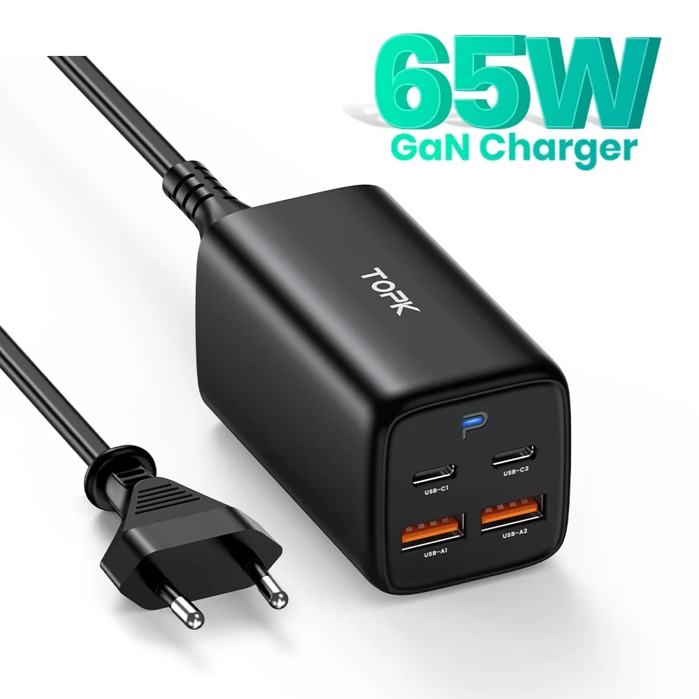 

B15-C4 65W GaN Charger Quick Charge QC 4.0 3.0 Type C USB-C PD AFC Desktop Fast USB Charger for iPhone 12Pro Macbook Laptop