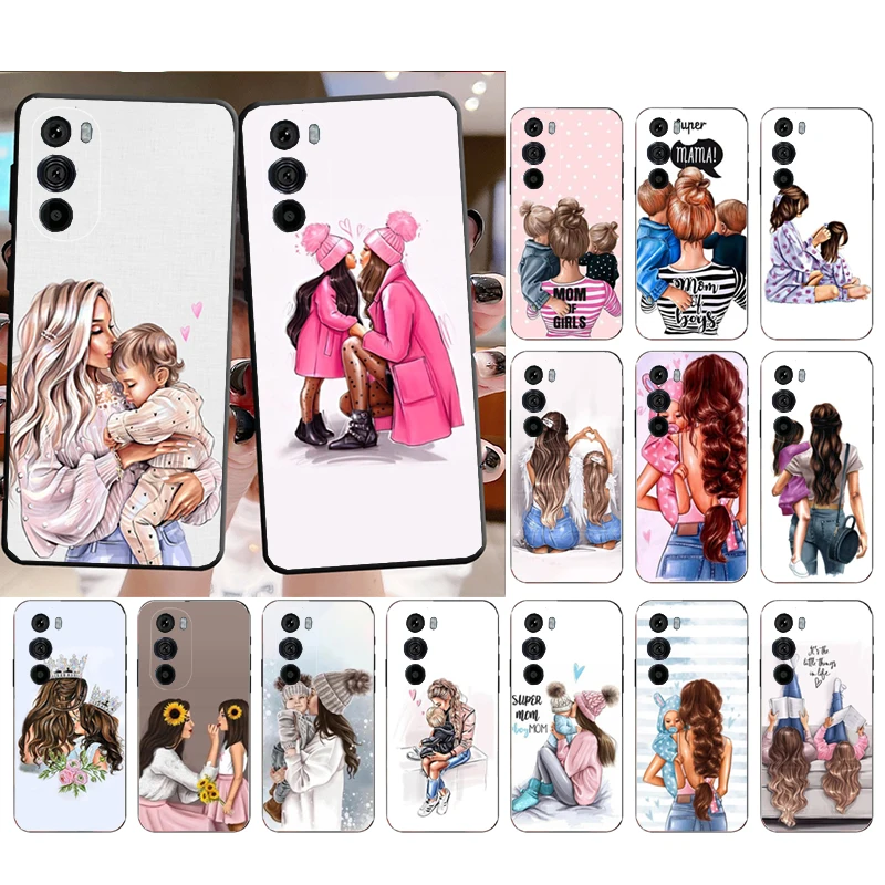 

Mother Mom Daughter Son Phone Case for Moto E22i E22 E32 E40 E20 Edge X30 20 Lite 20Pro 30 Neo Ultra Fusion E7Power E7 E6 Plus