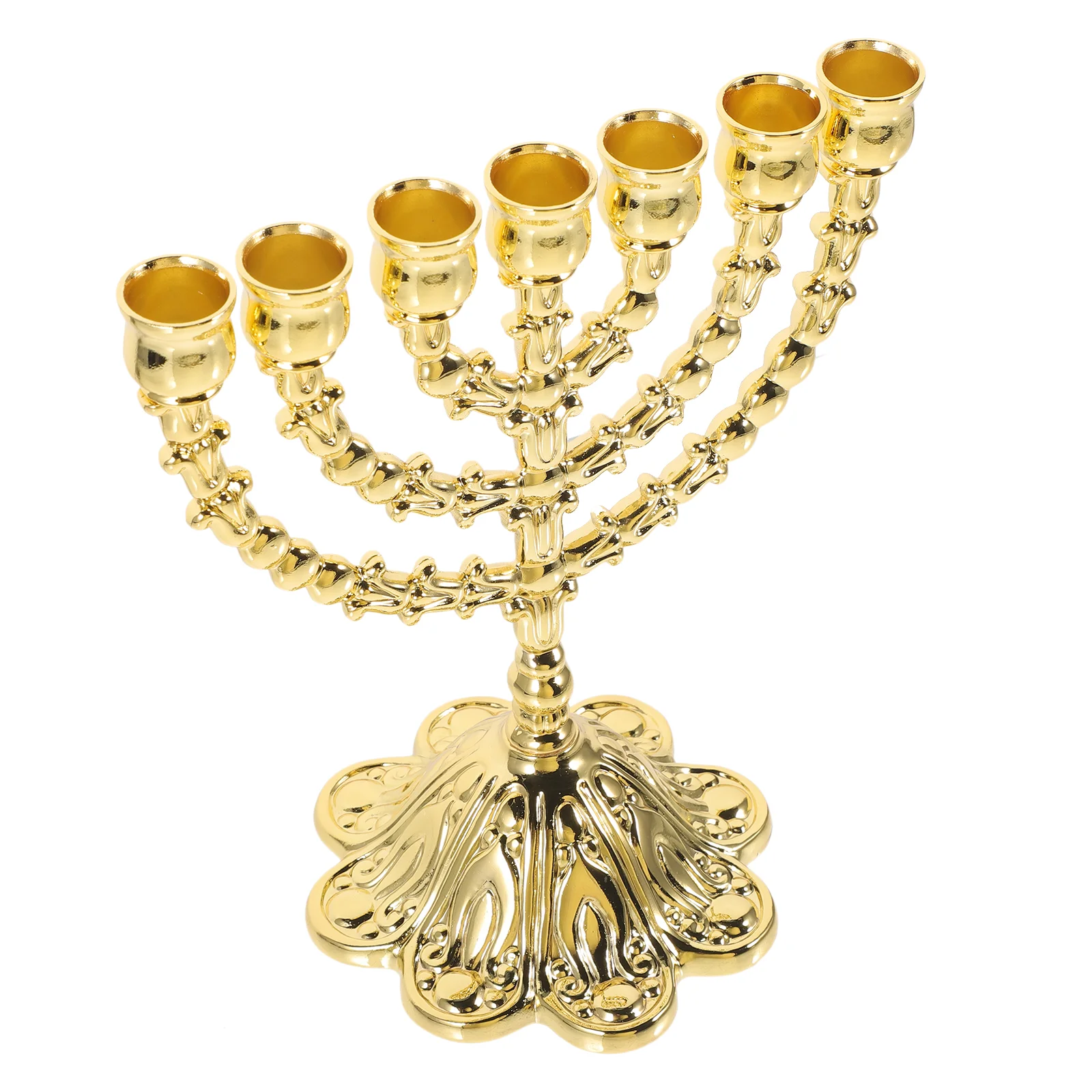 

Holder Menorah Branch Stand Metal Chanukah Hanukkah Jewish Candelabra Candlestick Vintage Table Religious Gold Jerusalem Decor