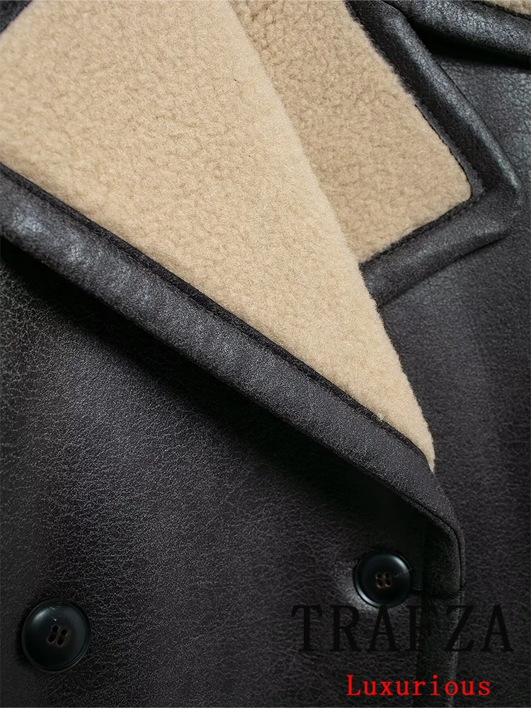TRAFZA винтажные повседневные шикарные женские куртки с карманами двубортное