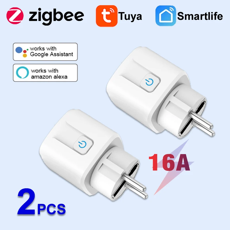 

Tuya Smart Plug Zigbee Plug 16A EU Outlet 3680W Power Meter Compatiable With Alexa Home Assistant Work With Smart Life Tuya Hub