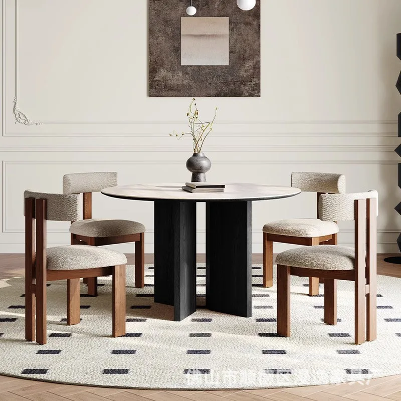 Dushi французский стиль твердая древесина пещера каменная тарелка круглый