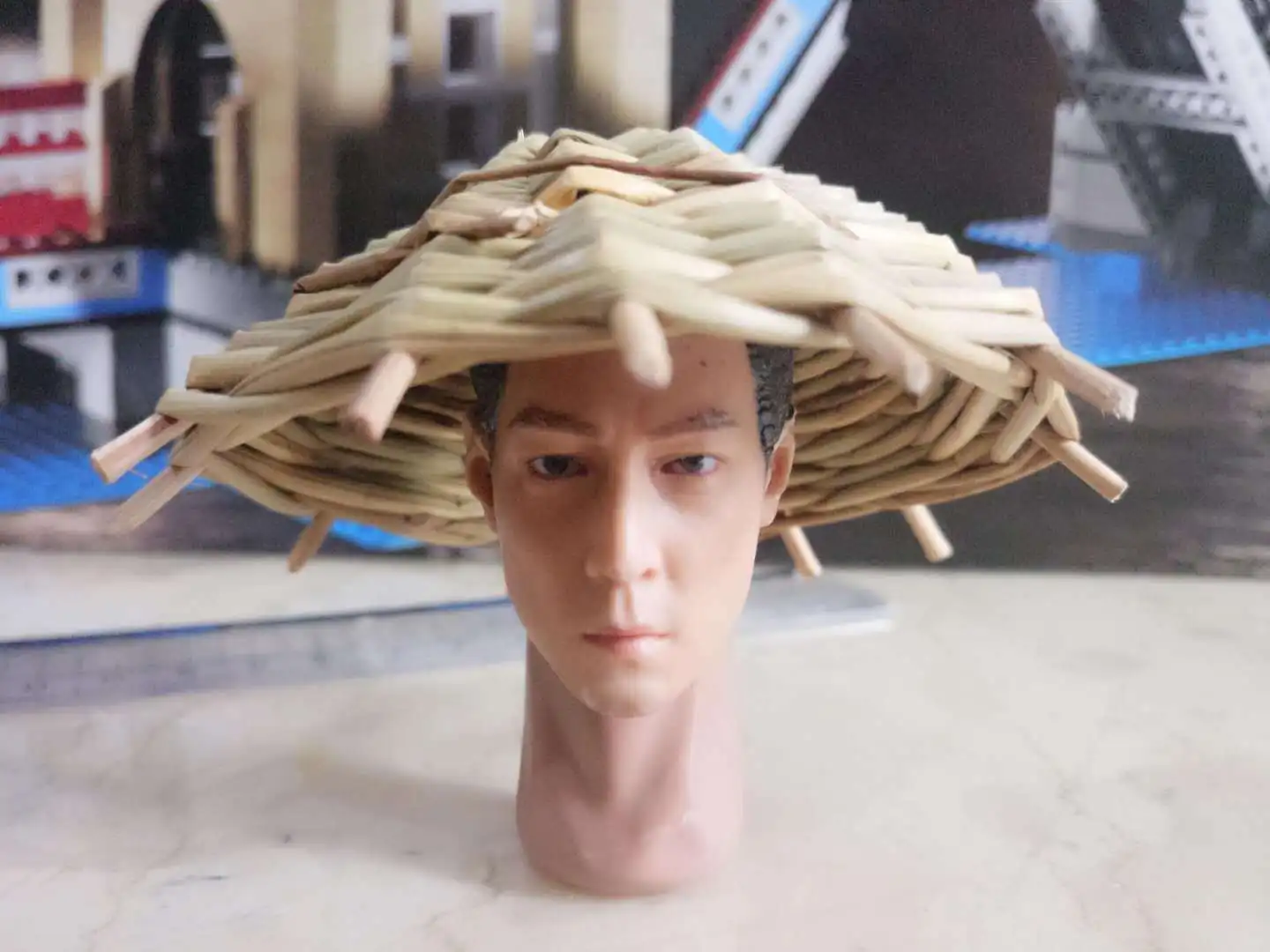 Модель японской соломенной шляпы самурая ручной работы 1/6 для куклы с мужским