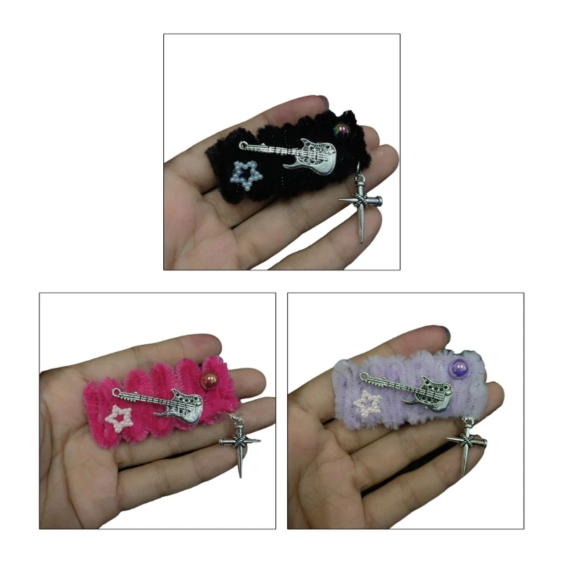 

Plush Hairpin with Dangle Decors Girl Washing Face Makeup Shower Hairpin