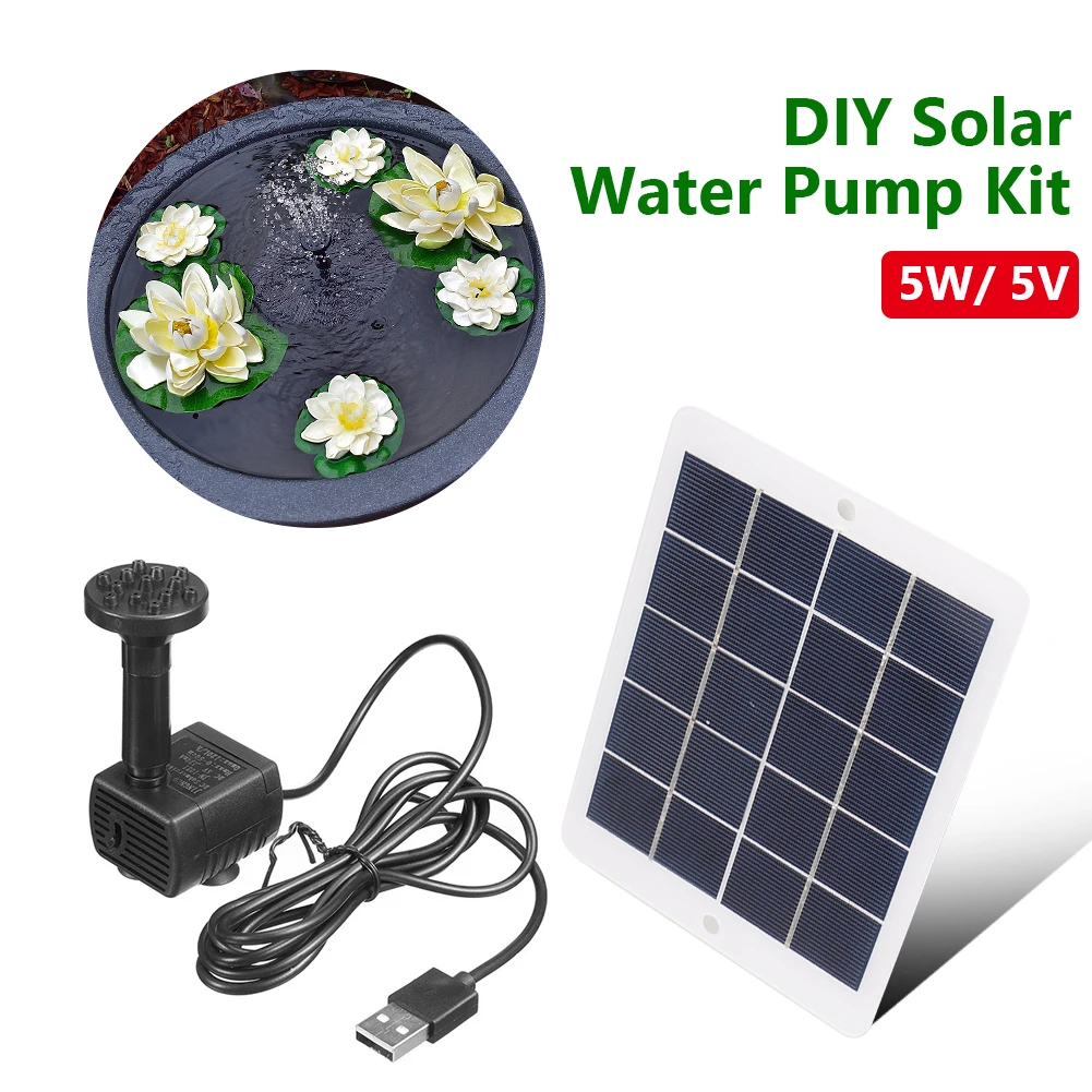 5W 5V Solar Power Floating Fountain Water Pump Brushless Motor Solar Fountain for Garden Pool Garden Solar Decorative Fountain