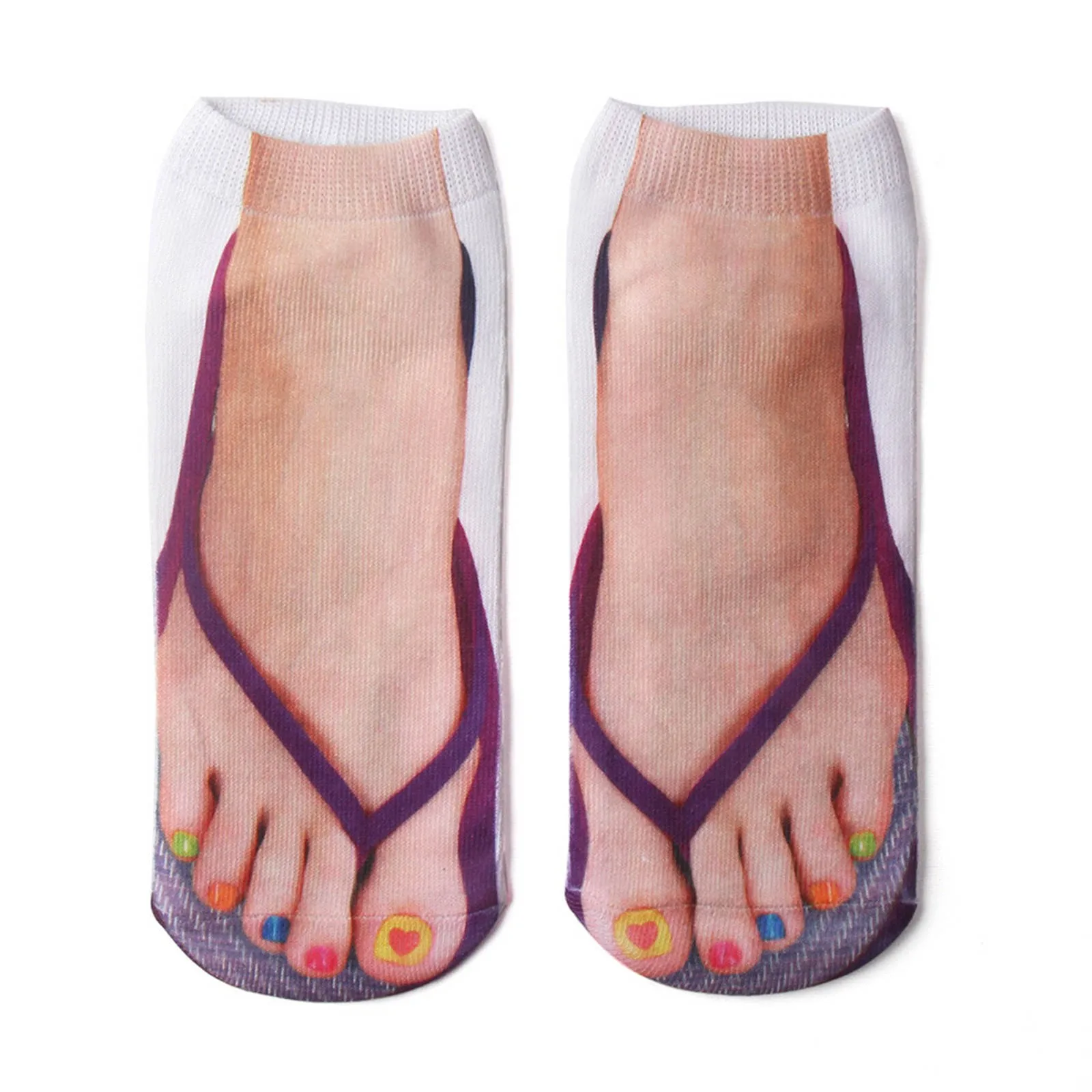 Новинка летние женские короткие носки с 3D рисунком милые сандалии Тапочки до