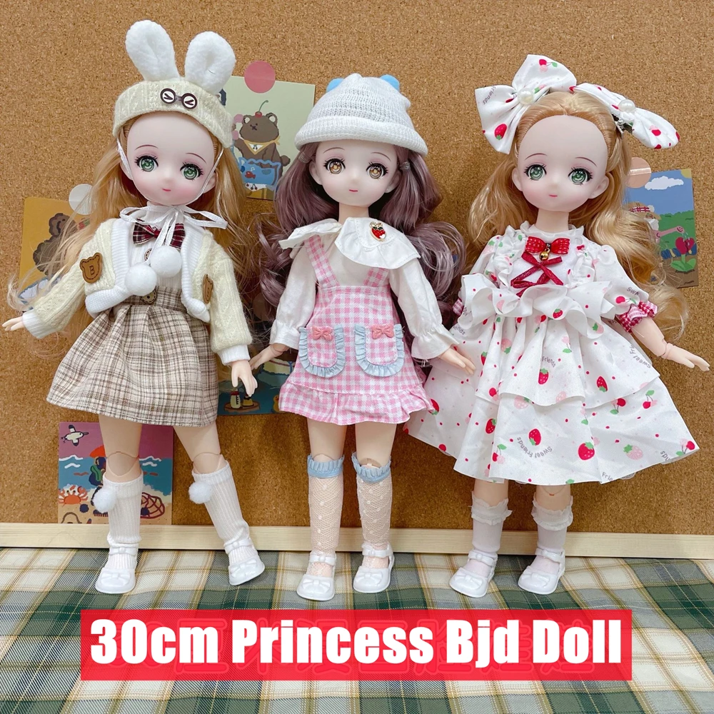 

Kawaii 30cm Bjd Doll Movable 23 Joints 1/6 Princess Suit Girl Toy Change Dress Up Cute Diy Play House Kid Children Birthday Gift