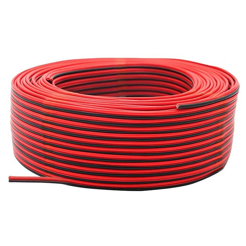 

Promotion! 2Pin Wire 100M 22AWG 12V/24V Extension Cord Red And Black 2-Wire Stranded Tinned Copper LED Light Bar Power Cord