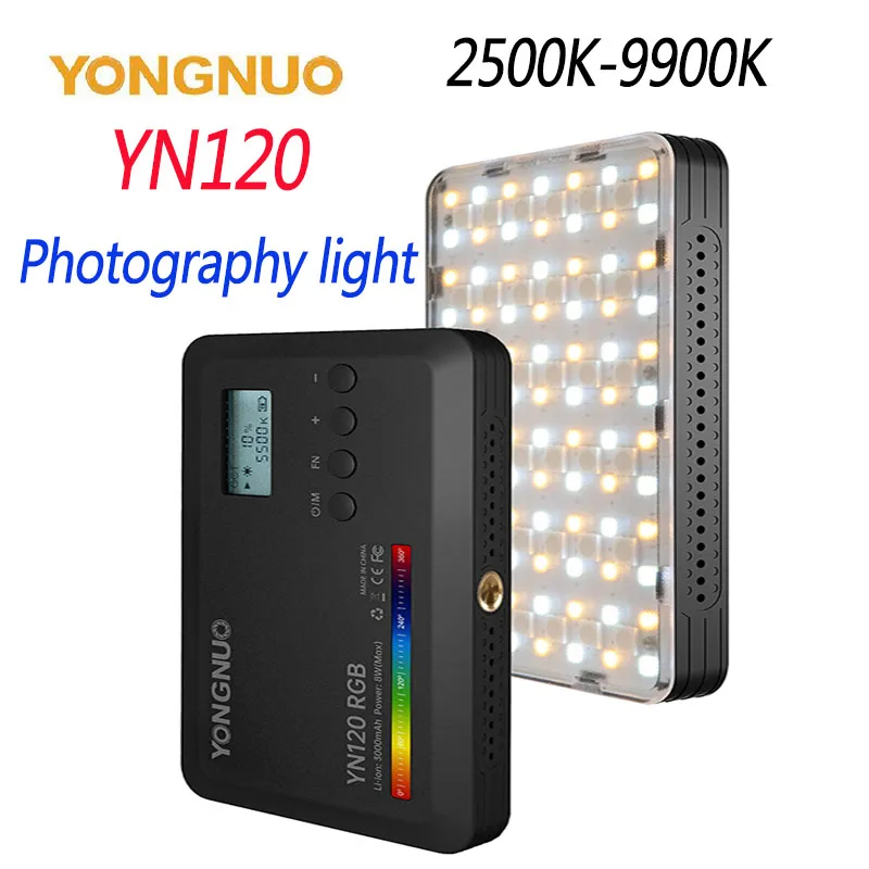 

YongNuo YN120 RGB Pocket Photography LED light Studio Video Fill Light 2500K-9900K For Live Streaming Photography Lamp