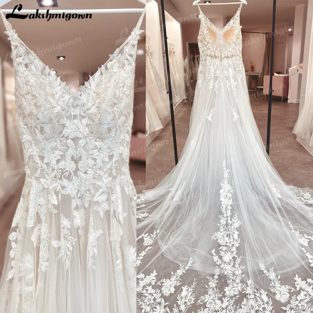 

Lakshmigown кружевные свадебные платья на бретелях-спагетти цвета слоновой кости трапециевидные Свадебные платья Бохо платья для женщин 2022 vestido noiva