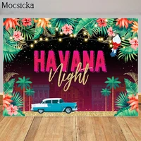 havana nights backdrop hawaii birthday party decor photography background tropical green leaf red flowers studio photo props