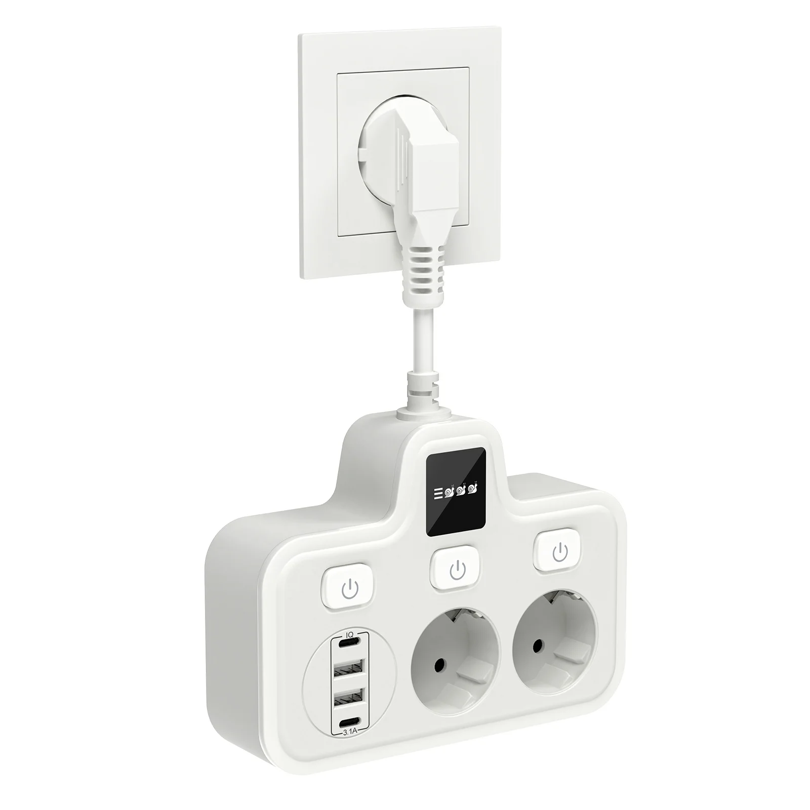 Евророзетка мощностью 3250 Вт с 2 USB-портами типа C