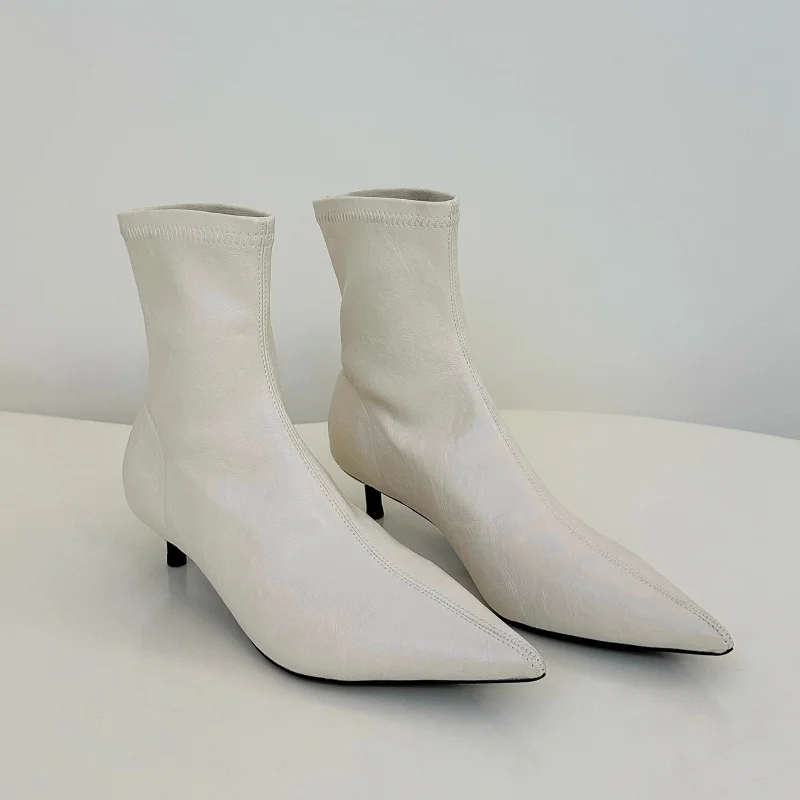 Ботильоны Челси женская обувь на высоком каблуке тренд 2025 дизайнерские кожаные