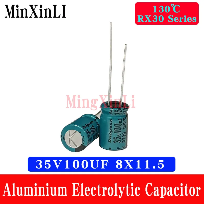 Алюминиевый электролитический конденсатор Rubycon серии RX30 130 ℃ 35 в 11 5 мкФ 8x100 10 шт. |