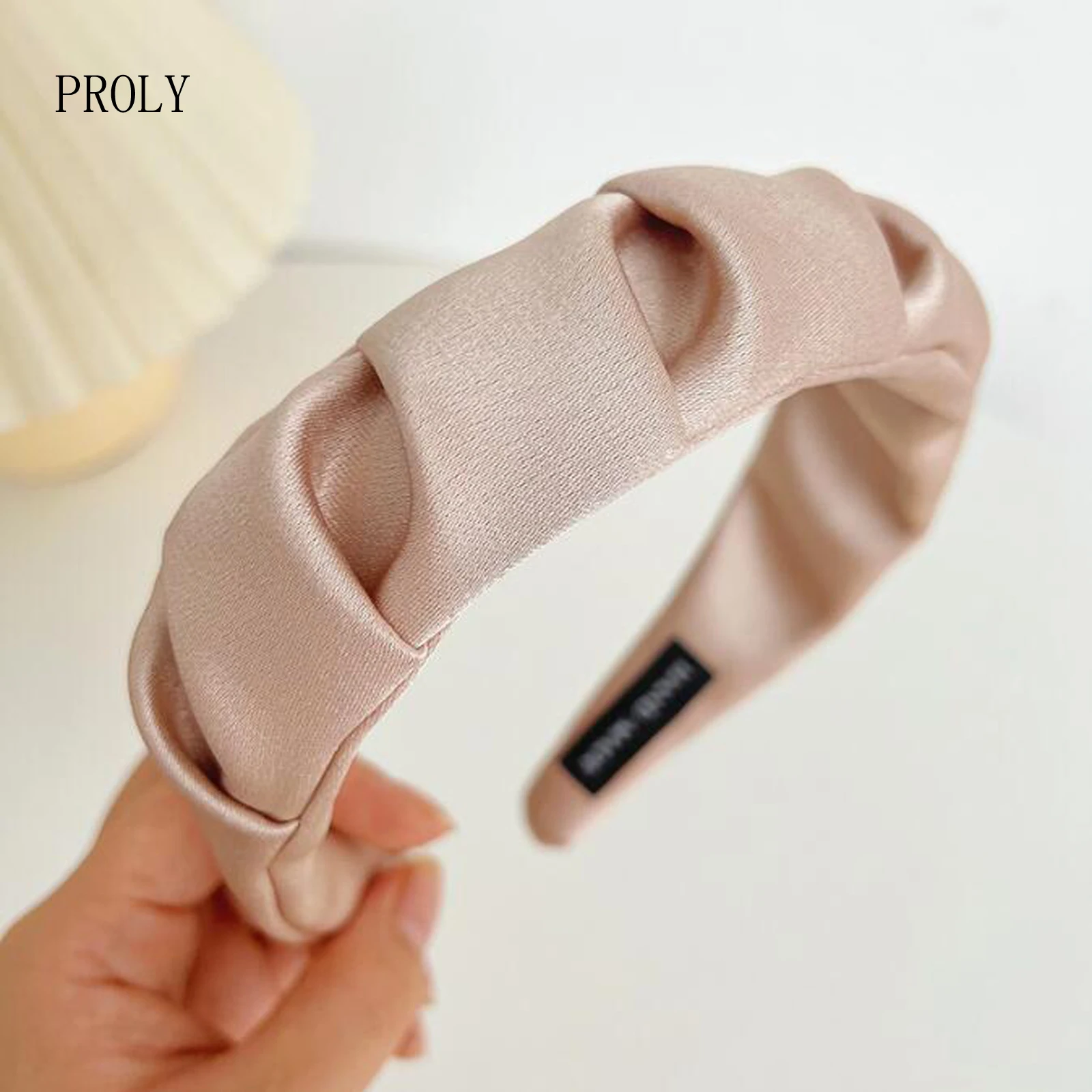 

PROLY New Fashion Women Headband Casual Pleated Turban Spring Solid Color Turban Handmade Hair Hoop Adult Headwear
