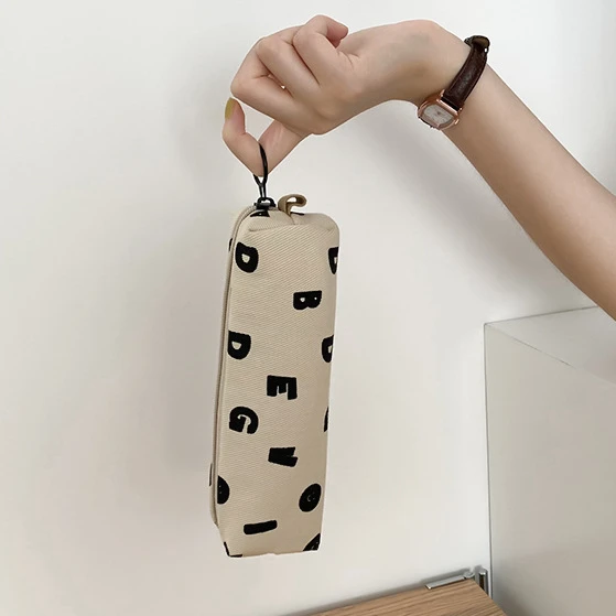 

Letters Simple Cute Student Stationery School Niche Pencil Case Korean Supplies Pen Bag High Capacity Canvas Pencil Case