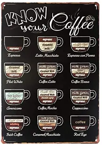 

Metal Coffee Sign, Coffee Vintage Retro Kitchen Metal Sign Wall Home Decor 12 x 8 Inches Vintage Signs