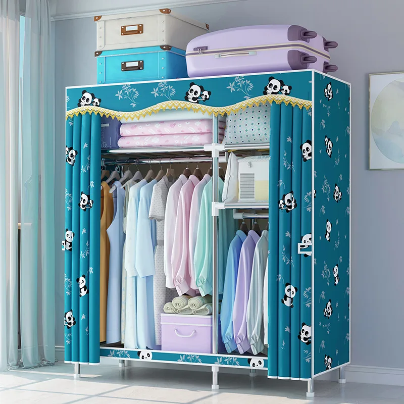 

83cm Family bedroom simple assembly cloth wardrobe dormitory metal thickened steel pipe modern simple storage cabinet clothes