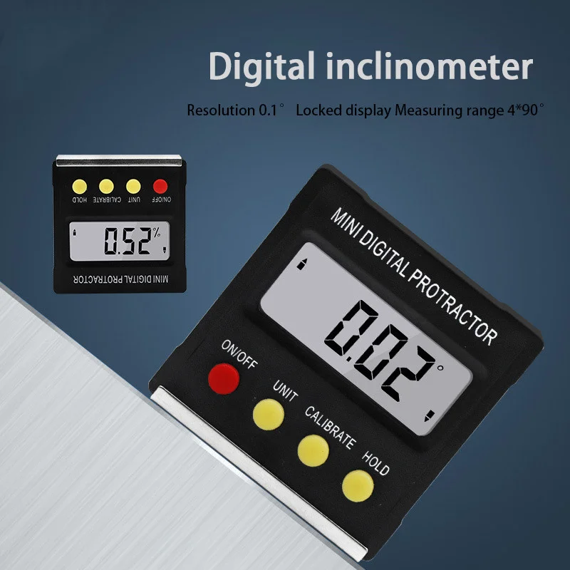 

Black Mini Electronic Digital Display Inclinometer Slope Level Protractor Magnetic Angle Ruler Inclination Box Measuring Tools