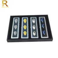 4Pcs Large Rectangle Metal Diamond Jewelry Display Box With Tray Case Gemstione Storage Organizer Store Show Gem Showcase Tray