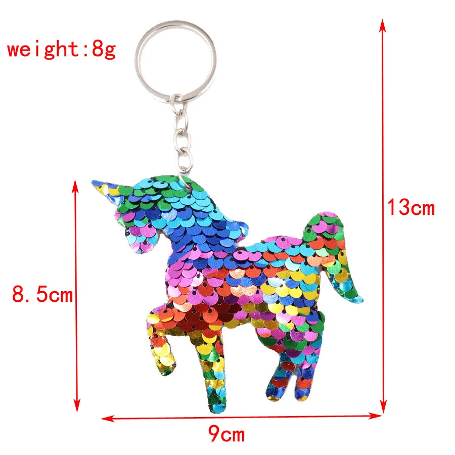 Блестящий Единорог двухсторонний отражающий Красочный кулон женский брелок для