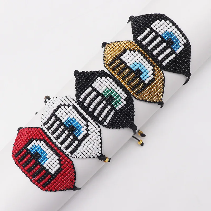 Браслет с бусинами индивидуальный дизайн глаз геометрия ручной вязки богемный