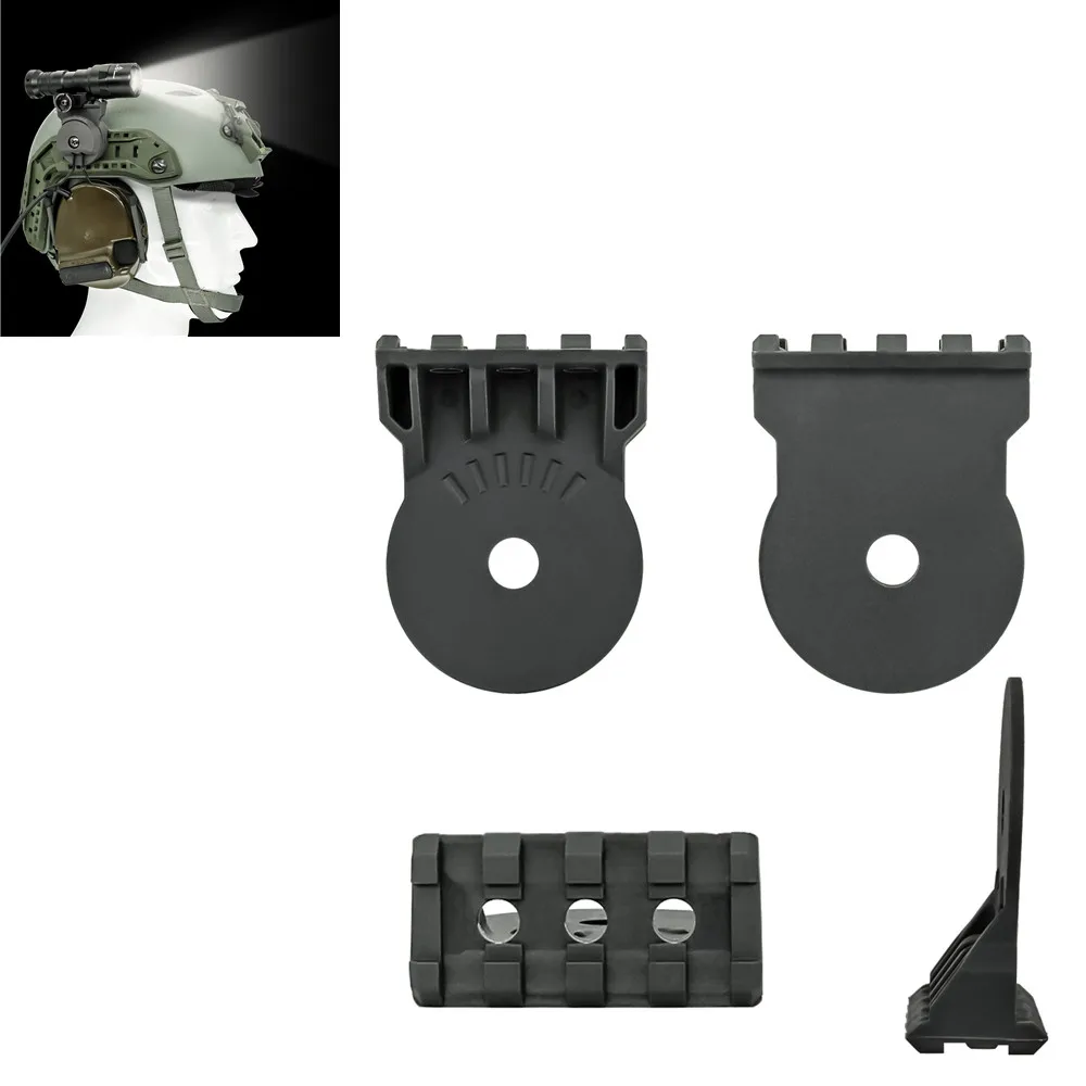 TAC-SKY Tactical Airsoft Sport Helmet Mount Torch Mount Kit ARC Rail Adapter for Tactical Flashlights