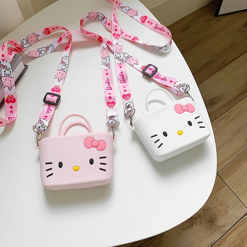Маленькие детские сумки Hello Kitty модная Милая силиконовая мультяшная Портативная