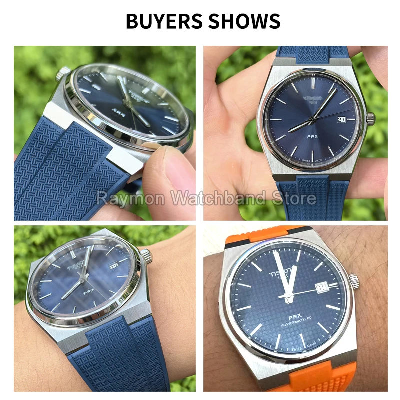 Фото Силиконовые аксессуары для часов Tissot PRX T137407A 410A, 12x26 мм, с пряжкой, гибкие, прочные, противоскользящие, устойчивые к старению, комфортные №3