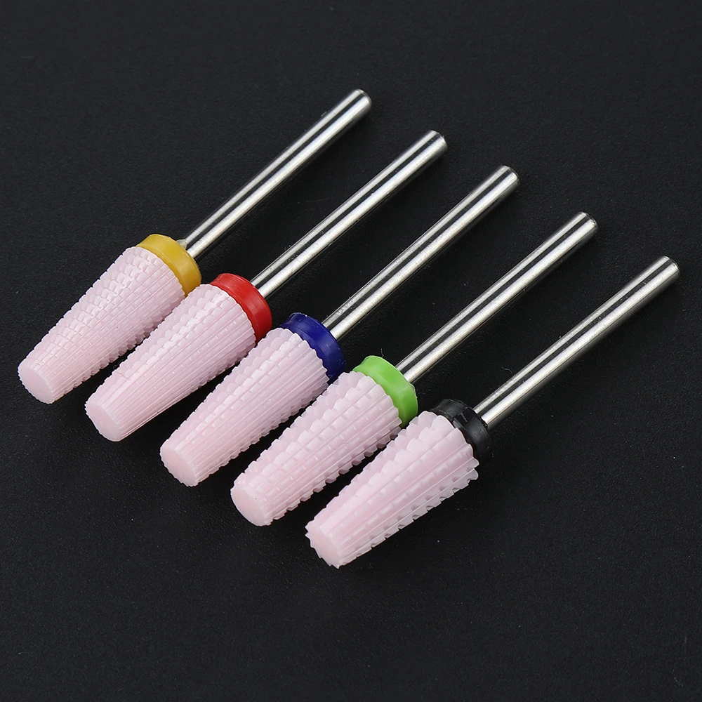 New Pink 5 in 1 Ceramic Nail Drill Bit For Electric Drill Machine 3/32" Shank Milling Cutter Fast remove Acrylic or Hard Gel