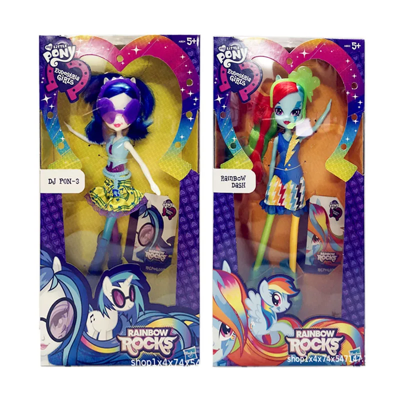 

Genuine Hasbro My Little Pony Fluttershy Rainbow Rocks Dash Rarity DJ Ponies Toys Children Play House Dolls Figure Kids Gifts