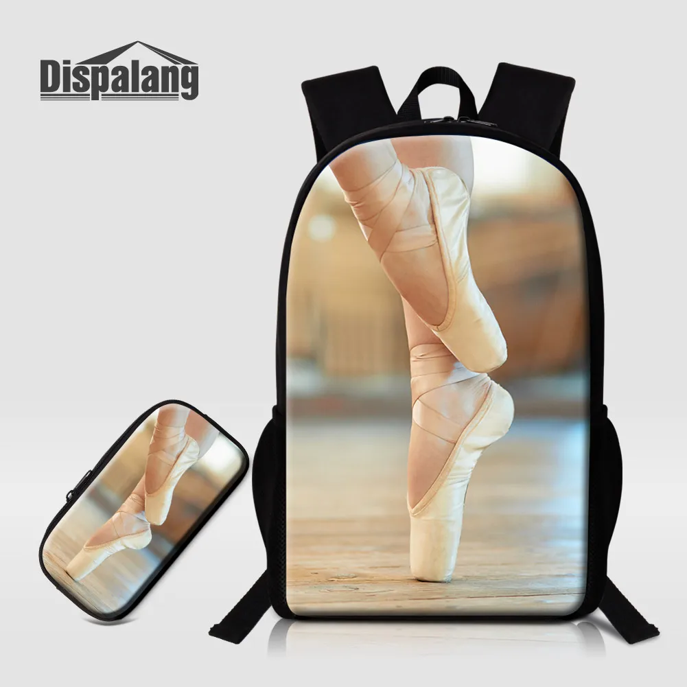

Dispalang Girl Lovely School Backpack Pen Bags Set Cute Ballet Printing Schoolbag With Pencil Case Female Rugtas 16 Inch Bookbag