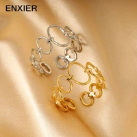 enxier geometric circle rings for women 316l stainless steel simple round adjustable open ring hip hop party jewelry