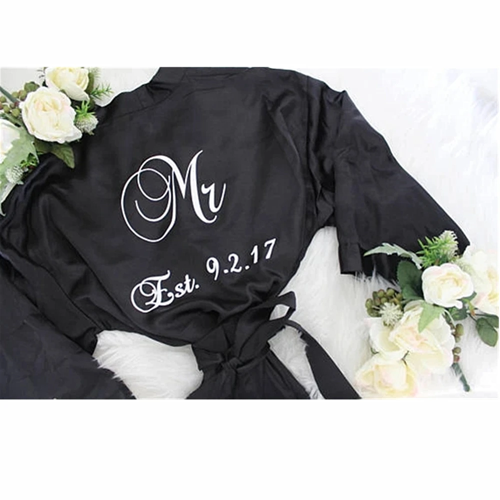 

personalized Mr and Mrs pajamas Robe, Satin robe, His and Her Robe, Mens kimono, honeymoon lingerie custom robes