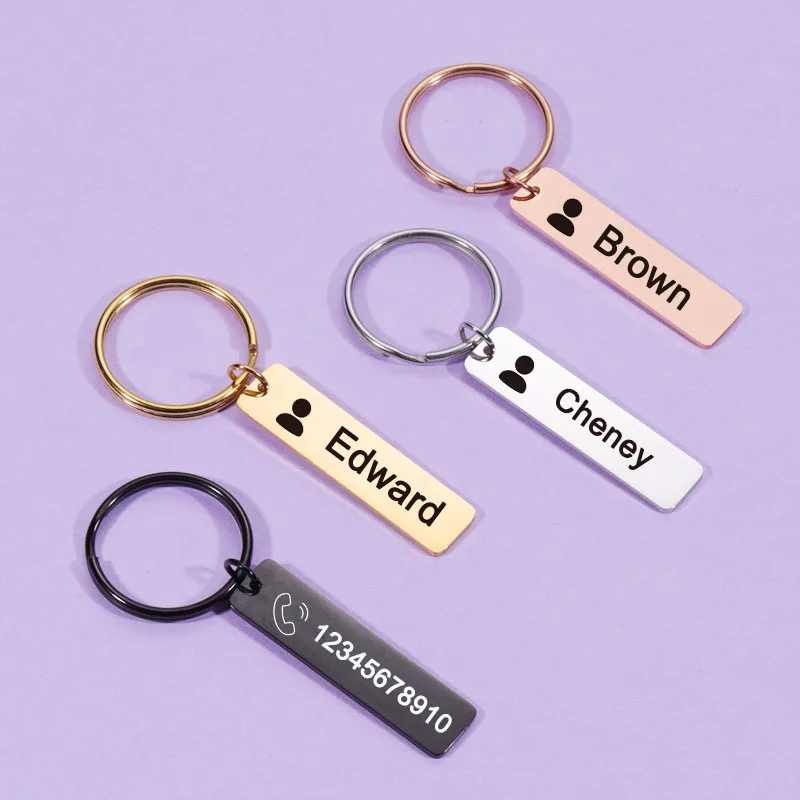 

Customized Couples Keychain Engraved Name Date Romantic Lover's Key Chain Stainless Steel Keyring Girlfriend Boyfriend Gifts