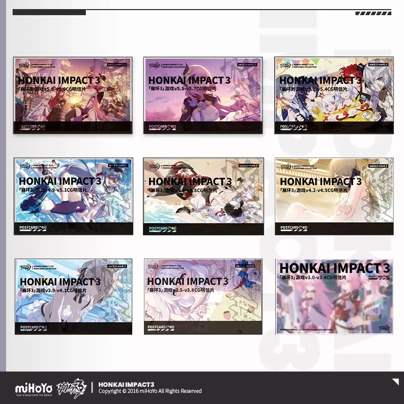 

Honkai Impact 3 Game CG Series Postcard Set Main Line Illustration miHoYo Official Cosplay Anime Accessories 2023 New Year Gift