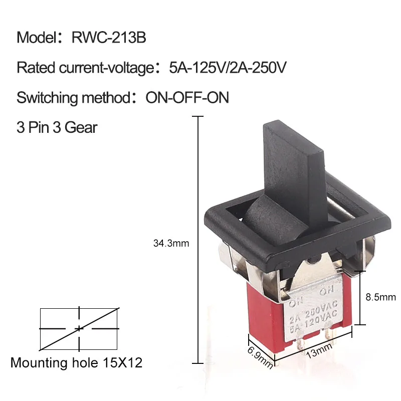 

5 шт. кулисный тумблер DIY GO RWC-213R/213B/214R/214B 5A125V 2A250