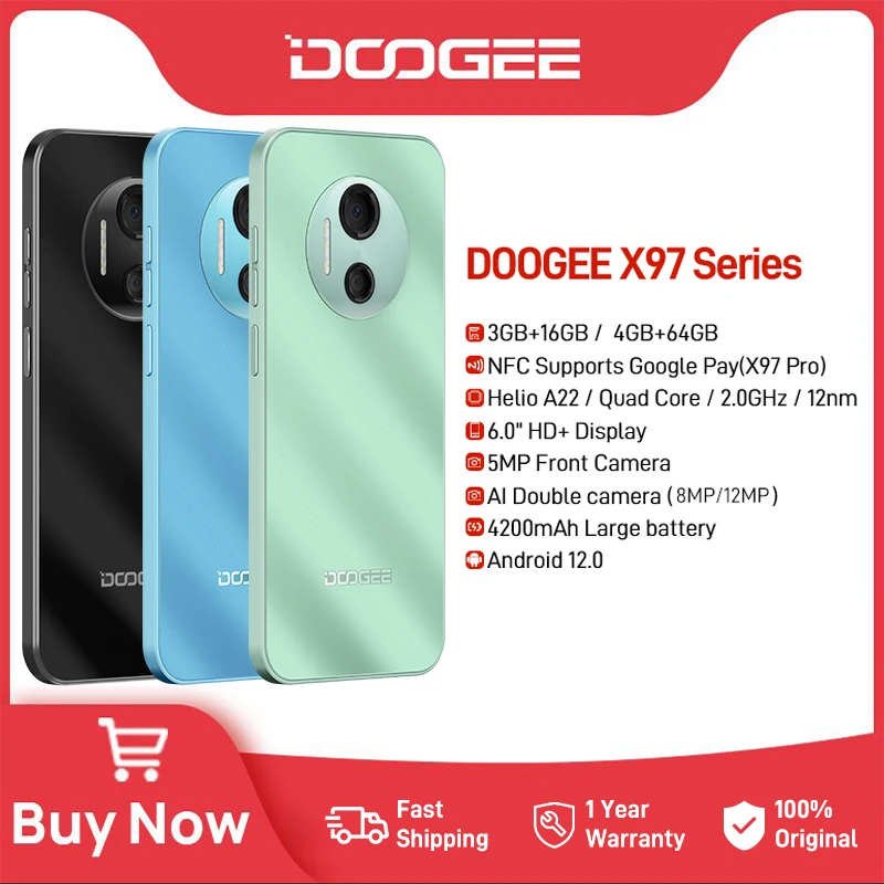 Мировая премьера смартфона DOOGEE серии X97 6 03-дюймовый HD-дисплей G25 Octa Core 3 ГБ + 16 / 4 64