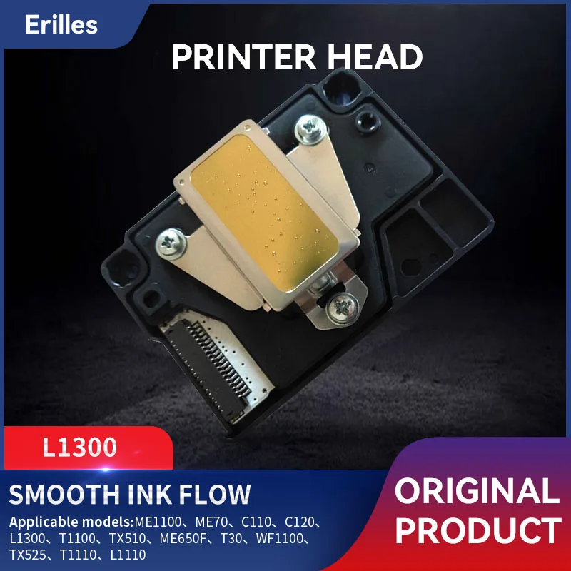 

Printhead L1300 Print Head for Epson ME1100 ME70 C110 C120 L1300 T1100 TX510 ME650F T30 WF1100 TX525 T1110 Original Printer Head