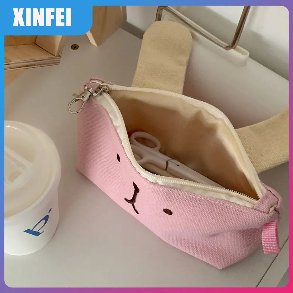 

Оригинальный мультяшный пенал розового цвета карри, 1 шт., сумка для хранения канцелярских принадлежностей, Холщовая Сумка для карандашей большой вместимости с кофейным щенком, домашнее хранение