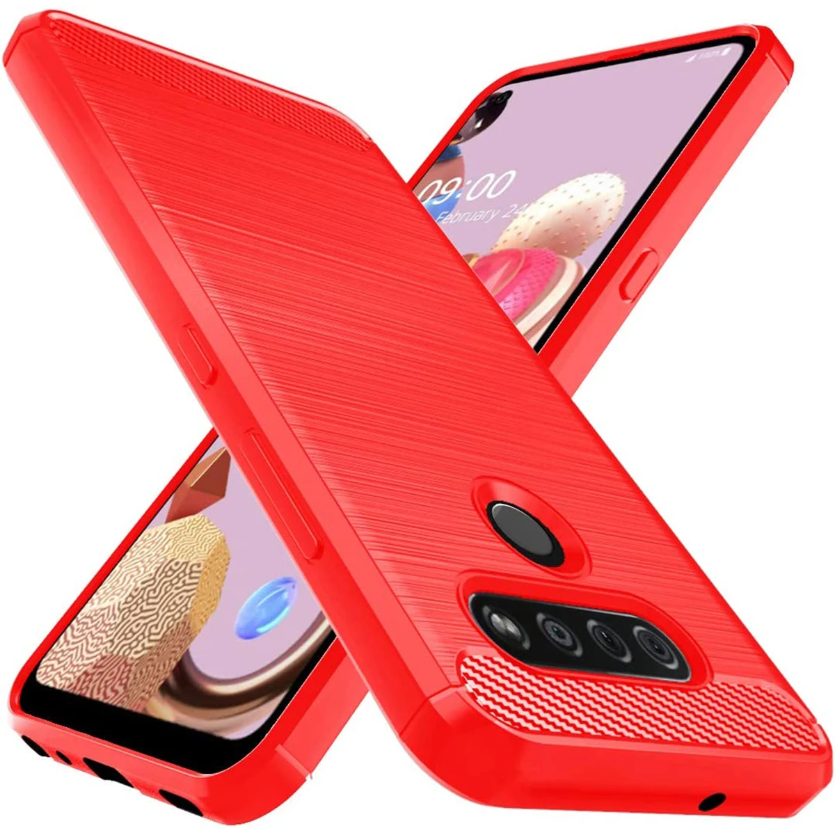 

TPU Case Soft Silicon Brushed with Texture Carbon Fiber Design Cover for LG K51 Q51 K52 Q52 K61 Q62 K42 K22 K92 5G Q92 K41S K51S