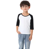 child cute solid black t shirt kids crewneck three quarter sleeves boy girl summer streetwear casual top outfits 2022 new