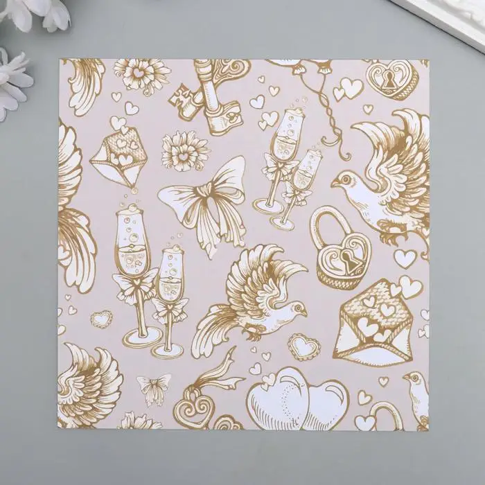 Набор бумаги для скрапбукинга Свадебный мотив №8 15х15 см 5 листов 160 г/м2|Наборы