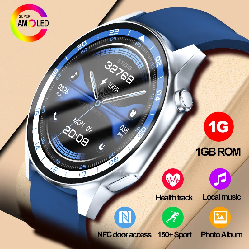 Смарт-часы Amoled Для Мужчин И Женщин Спортивный Фитнес-трекер С Компасом 1 Гб Озу