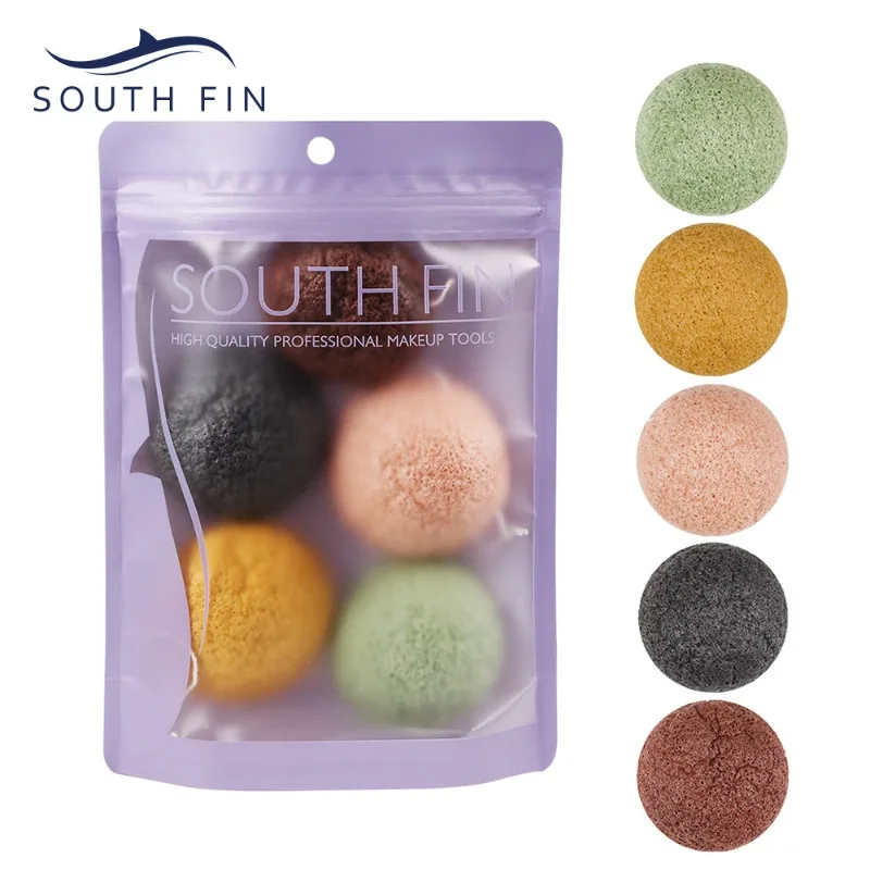 

SOUTH FIN Plant Environmentally Friendly Konjac Soft Facial Cleansing Puff and Facial Cleansing Cotton Biodegradable 5 Pack Set