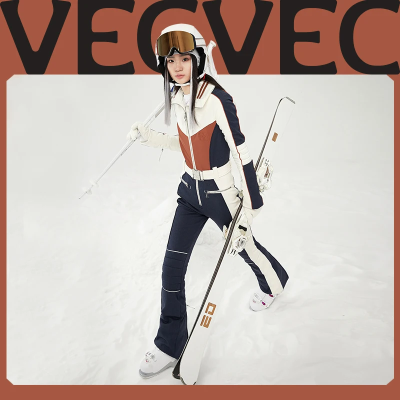 VECVEC Slim Ski Breathable Suit Women Snowboard Clothing Snow Suit Windproof Waterproof One Piece Bib Ski Wear
