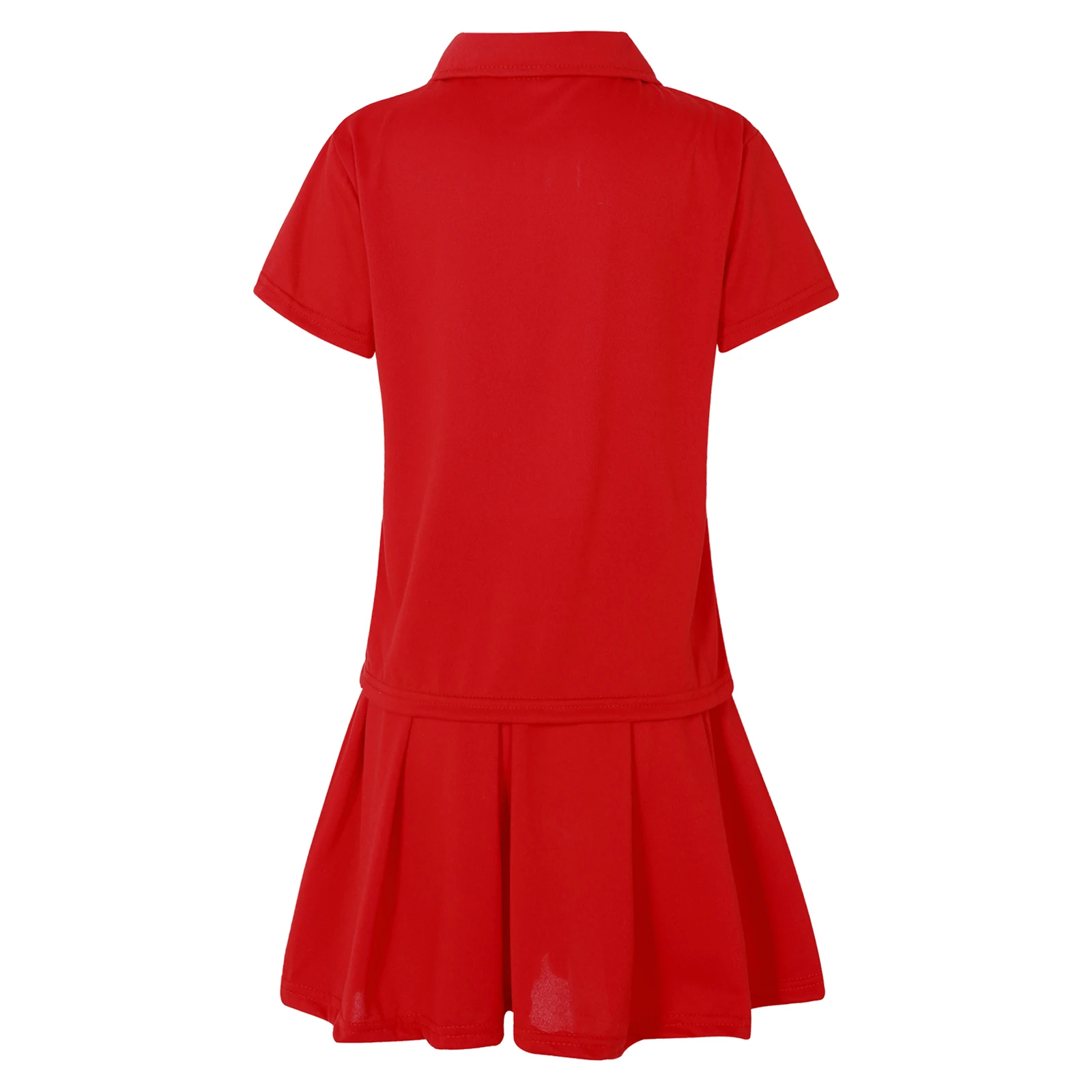 Kids Girls Casual Tennis Dress Set Tracksuit Short Sleeve Two-piece Sport Suit Turn-down Collar T-shirt Mid Waist Pleated Skirts