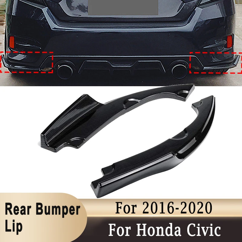 

Сплиттер для заднего бампера, боковой спойлер для губ для Honda Civic 2016-2020, глянцевый черный седан, модификация автомобиля, задний комплект для бампера