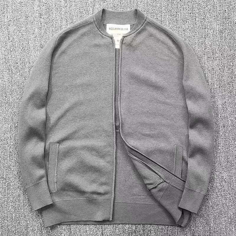 Мужской длинный кардиган из шерсти мериноса синий Повседневный трикотажный